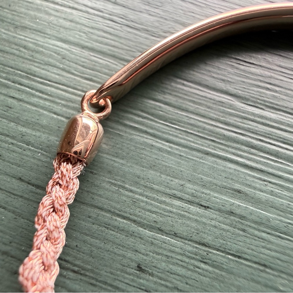 Monica Vinader Fiji Friendship Bracelet Rose Gold Metallic Pink Cord - Picture 4 of 10